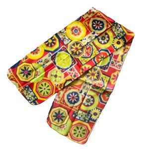 1970s Fashion Neck or Hair Scarf Red White Blue Chartreuse Yellow